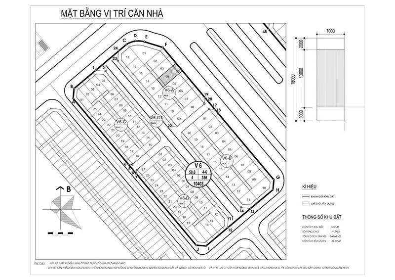 thiết kế nhà 6 tầng liền kề V5 V6 Văn Phú - Nhà phố thương mại The Victoria