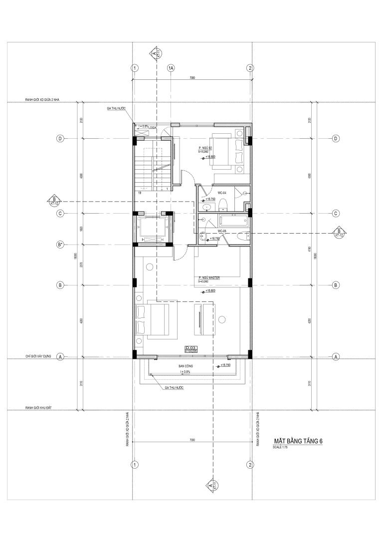 thiết kế nhà 6 tầng liền kề V5 V6 Văn Phú - Nhà phố thương mại The Victoria