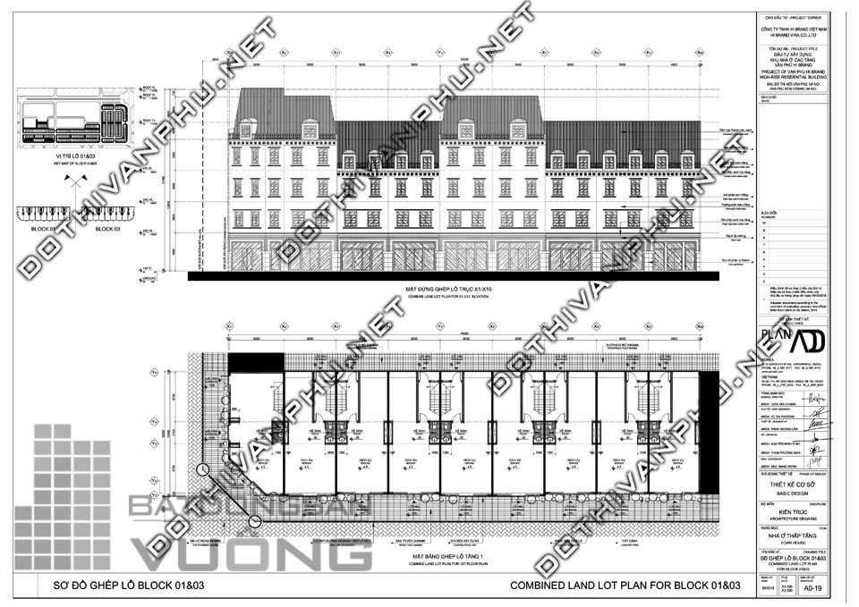 Sơ đồ ghép khối liền kề văn phú Hibrand - khu đô thị Văn Phú