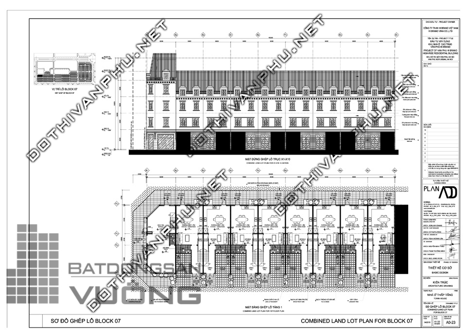 Sơ đồ ghép khối liền kề văn phú Hibrand - khu đô thị Văn Phú